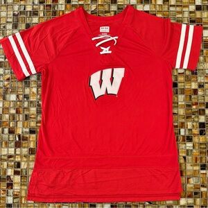 Women's Wisconsin Badgers Box Seat Clothing Co Jersey Top w Studded Logo~XL~NWOT